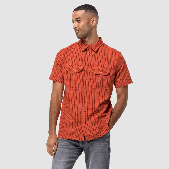 Camisa Manga Corta Jack Wolfskin Thompson Hombre Rojos Mexico-3769148